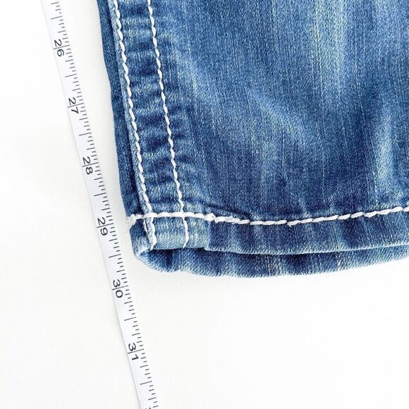 Miss Me Womens Mid-Rise Straight-Leg Skinny Fit Denim Jeans Blue Medium-Wash 27 - Picture 7 of 9